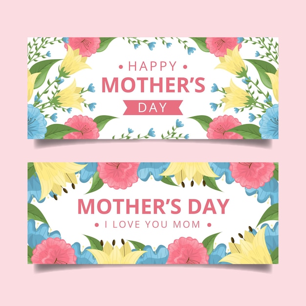 Floral mother's day banners set