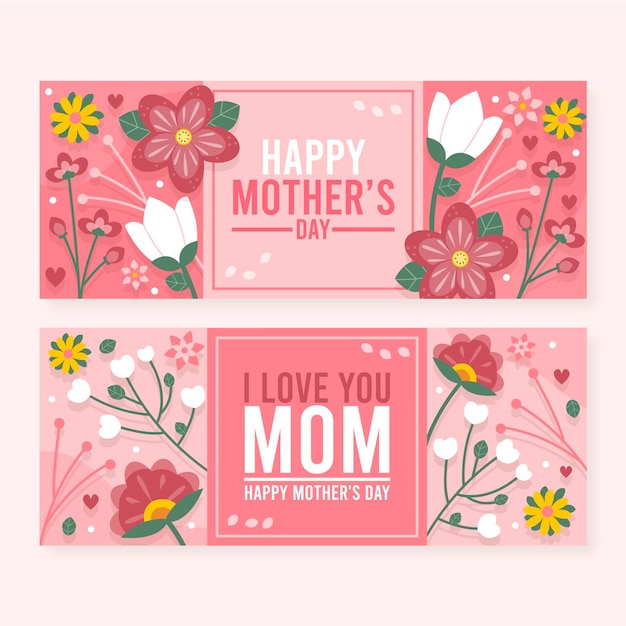 Floral mother's day banners set