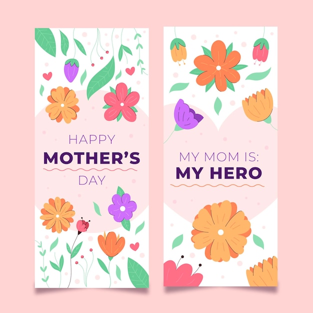 Floral mother's day banners set