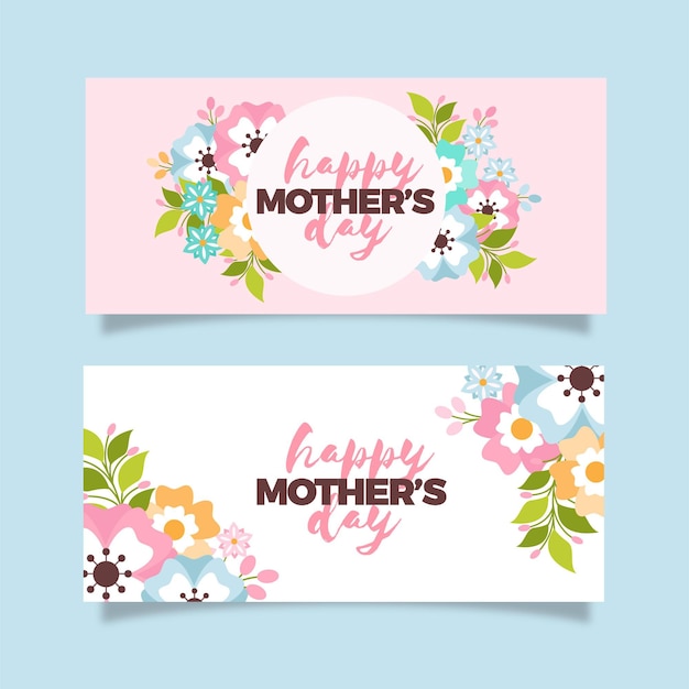 Floral mother's day banners set