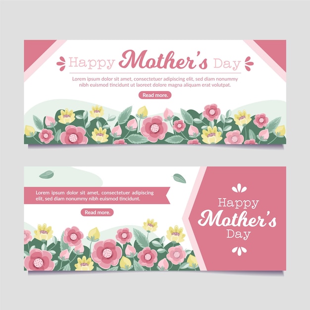 Floral mother's day banners set