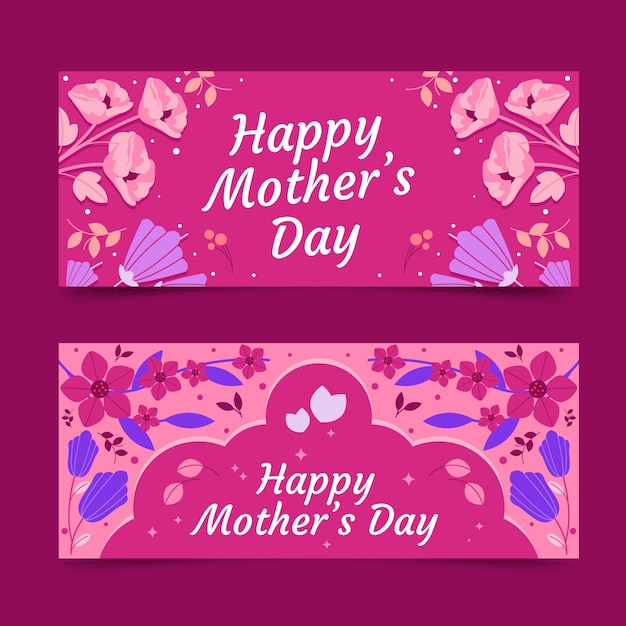 Floral mother's day banners set