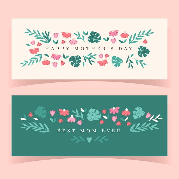 Free vector floral mother's day banners set