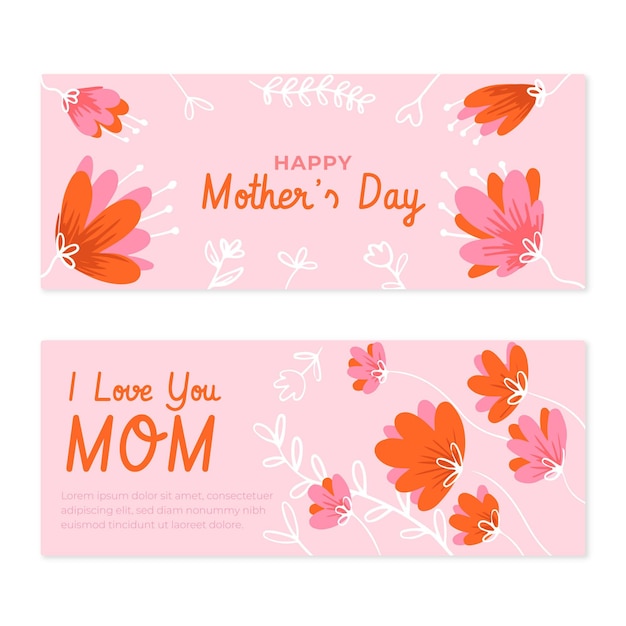 Free vector floral mother's day banners set