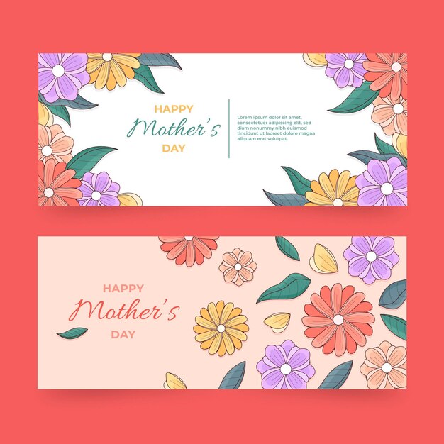 Floral mother's day banners set