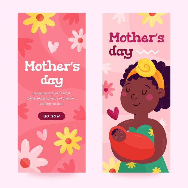 Floral mother's day banners set