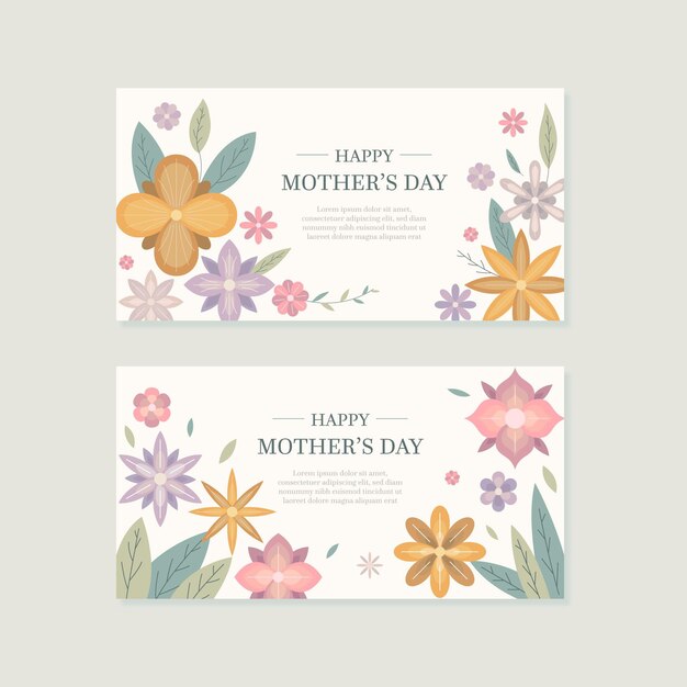 Floral mother's day banners set