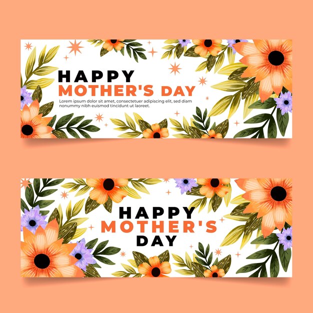 Floral mother's day banners set