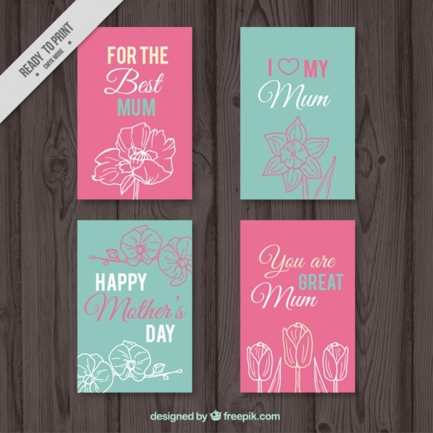 Free vector floral mother's day card collection