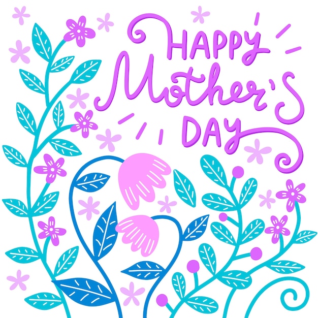 Free vector floral mother's day lettering