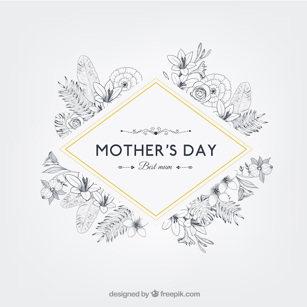 Floral mothers day badge in retro style