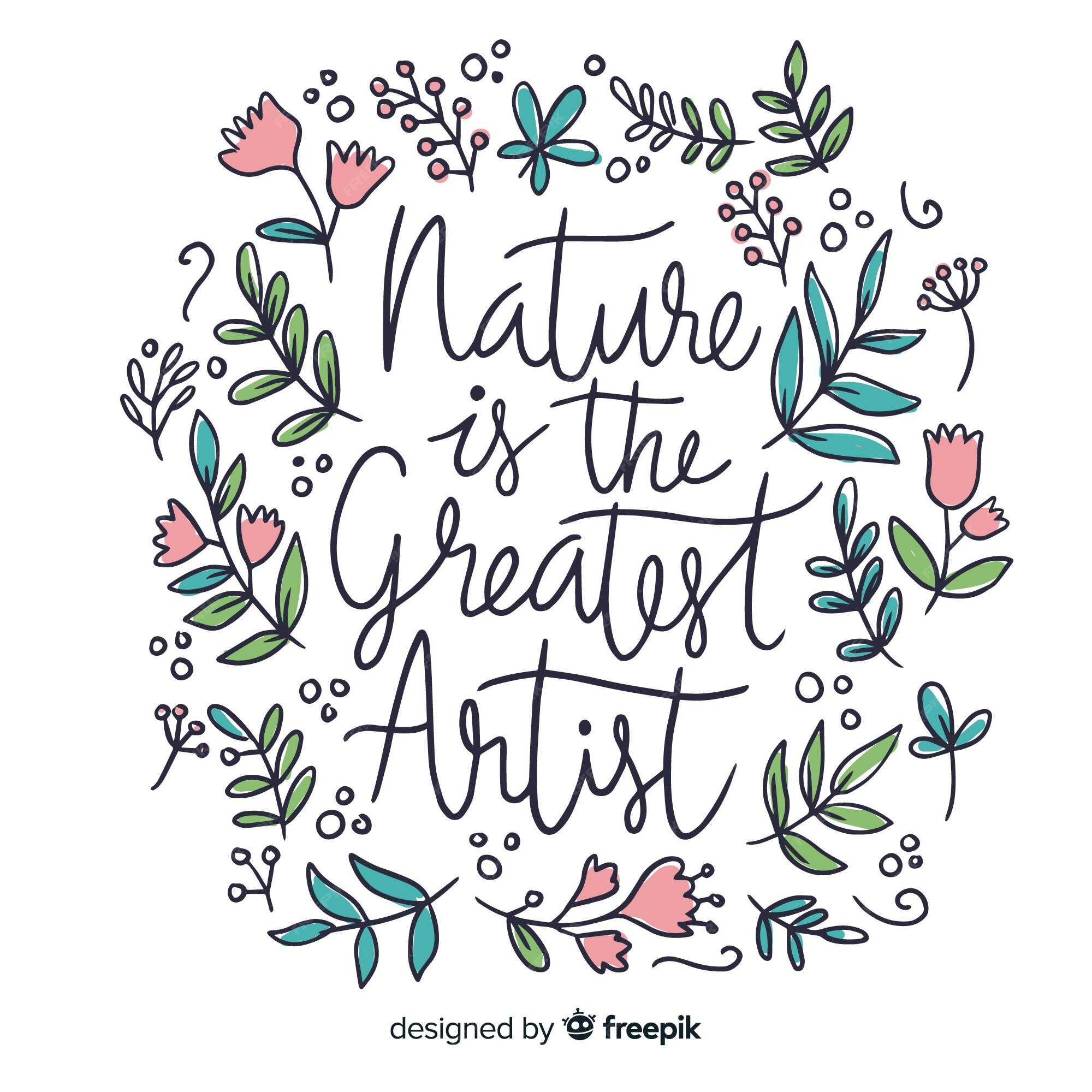 Free Vector | Floral nature background with quote