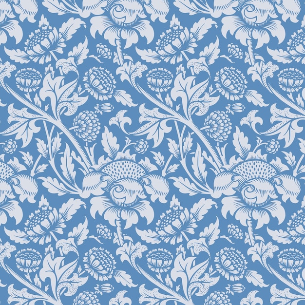 Free Vector | Floral ornament blue seamless pattern background