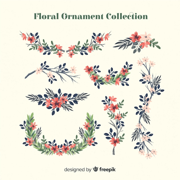 Vettore gratuito collezione di ornamenti floreali