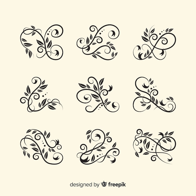 Free vector floral ornament pack