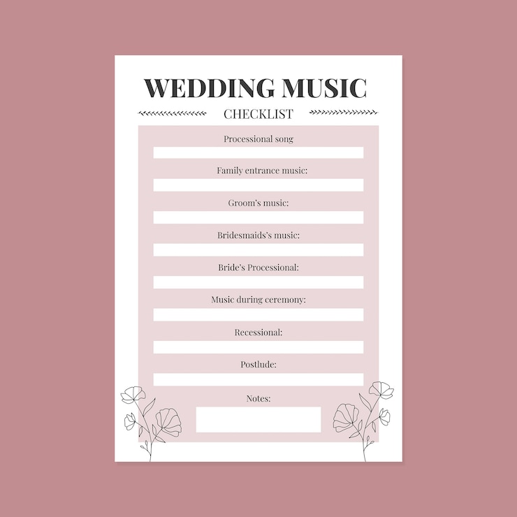 Free Vector floral ornamental wedding dj checklist