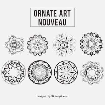Free Vector Floral Ornaments In Art Nouveau Style