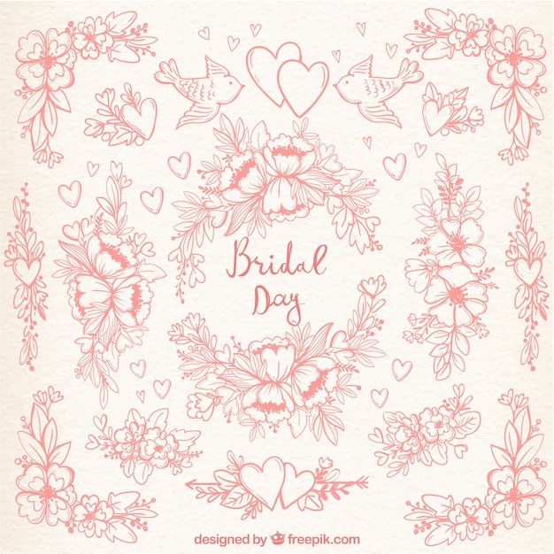 Free vector floral ornaments for bridal day