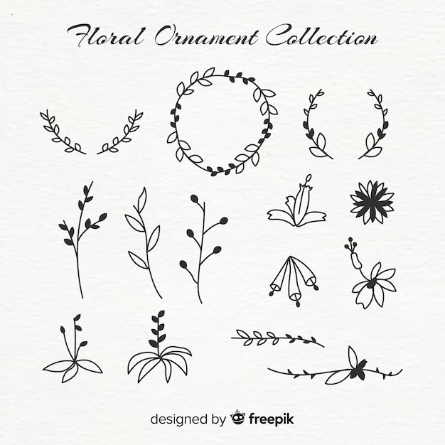 Бесплатное векторное изображение Коллекция цветочных украшений