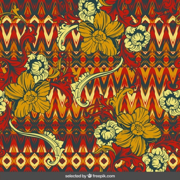 Free vector floral ornaments on tribal background