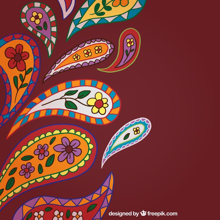 मुफ़्त वेक्टर floral paisley background in sketchy style