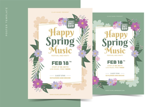 무료 벡터 꽃 파티 포스터 봄 시즌 개념