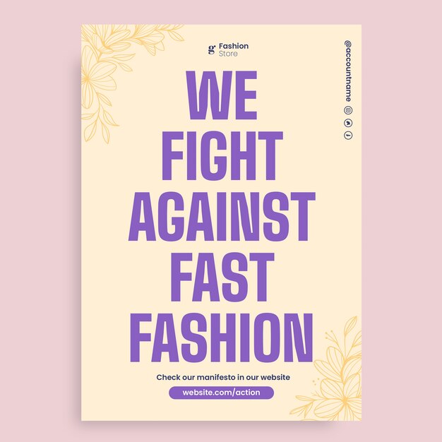 floral pastel we fight against fast fashion poster