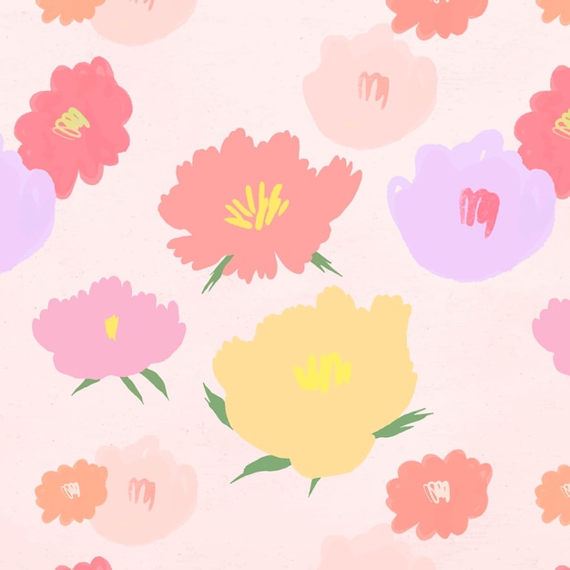 Floral pattern background vector hand drawn