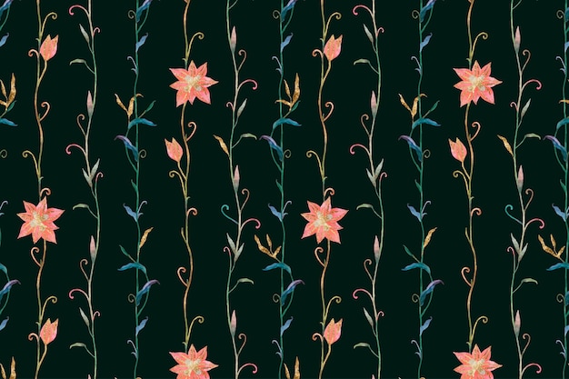 Floral pattern on black background