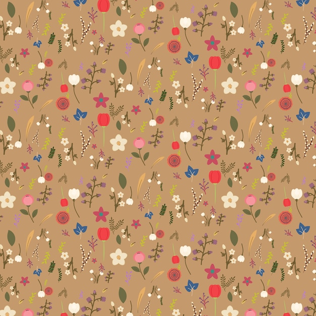 Free vector floral pattern on brown background