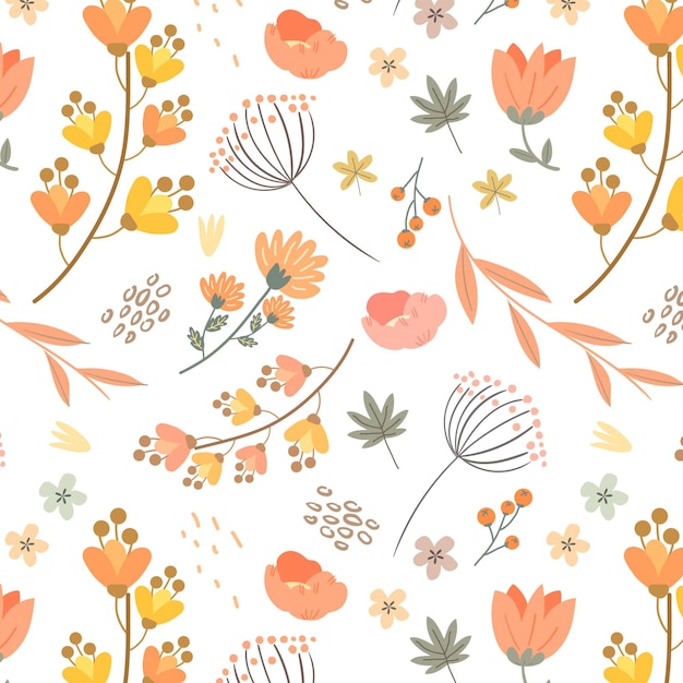 복숭아 톤의 꽃 패턴 디자인