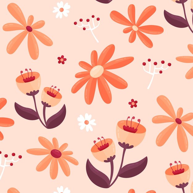 Floral pattern design in peach tones