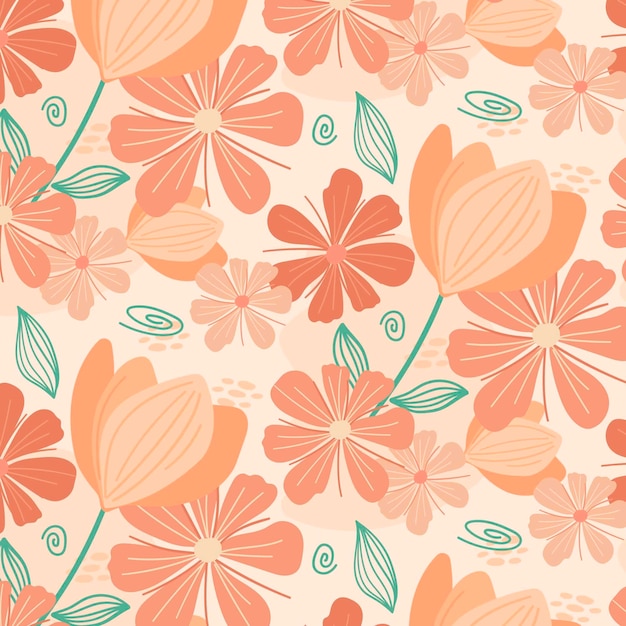 Floral pattern design in peach tones