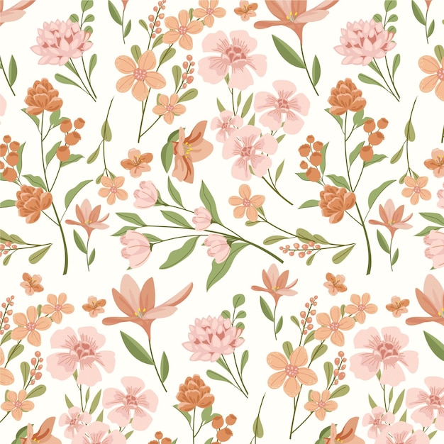 Free vector floral pattern design in peach tones