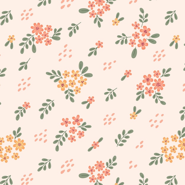 Free vector floral pattern design in peach tones