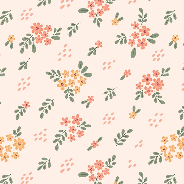 복숭아 톤의 꽃 패턴 디자인