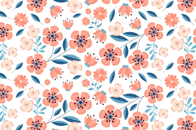 Бесплатное векторное изображение Цветочный узор в персиковых тонах