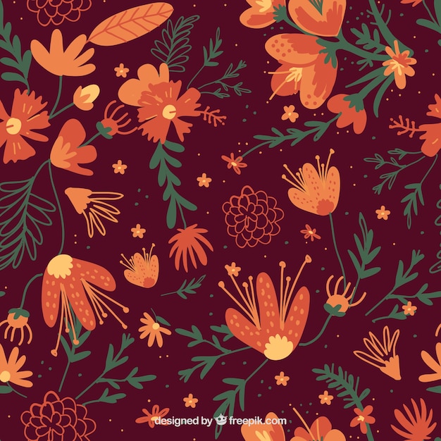 Floral pattern in orange tones