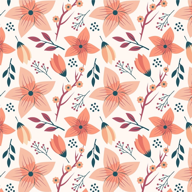 Free vector floral pattern in peach tones