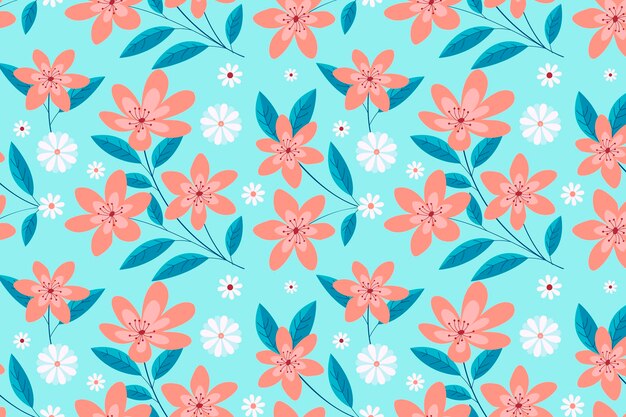 복숭아 톤의 꽃 패턴