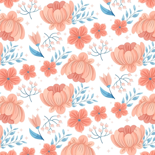 Free vector floral pattern in peach tones