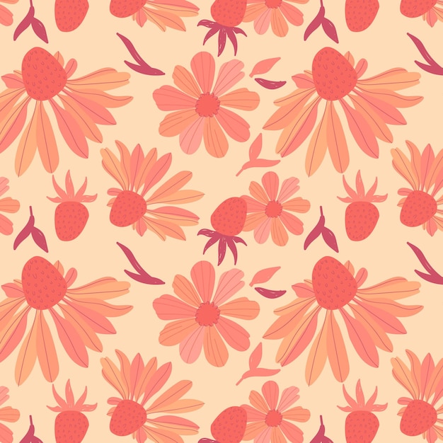 복숭아 톤의 꽃 패턴