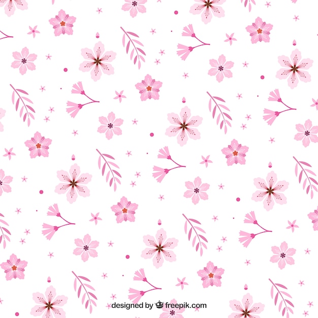 Free vector floral pattern of pink flowers in flat design