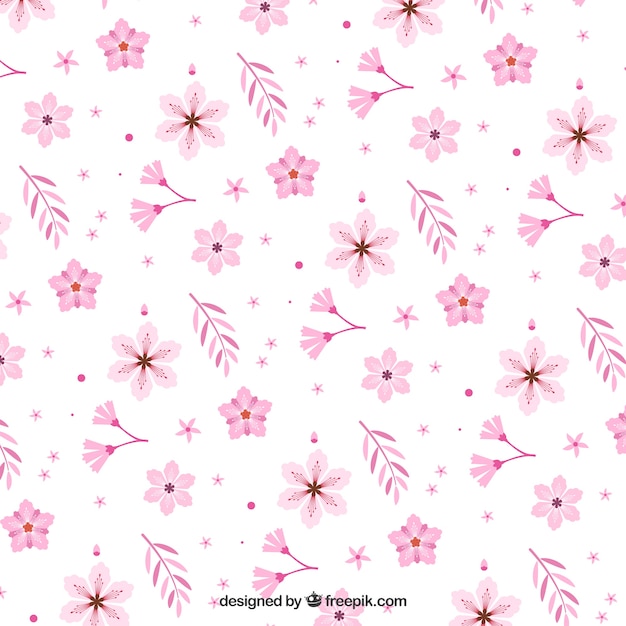 평면 디자인에 분홍색 꽃의 꽃 패턴