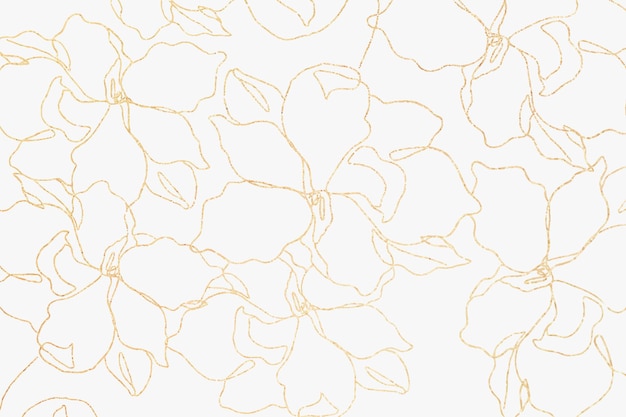 Floral Pattern Wallpaper Vector With Hand Drawn Gold Flower