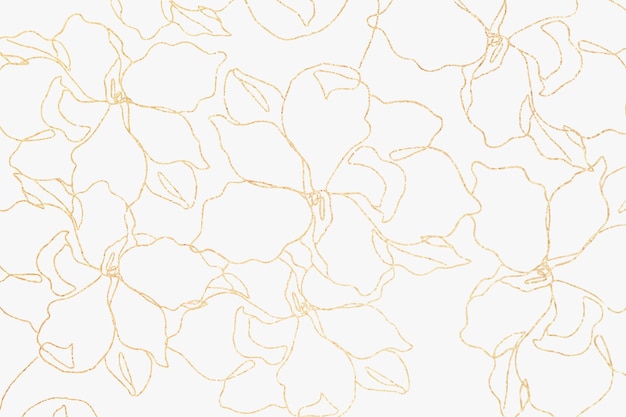 Floral pattern wallpaper vector with hand drawn gold flower