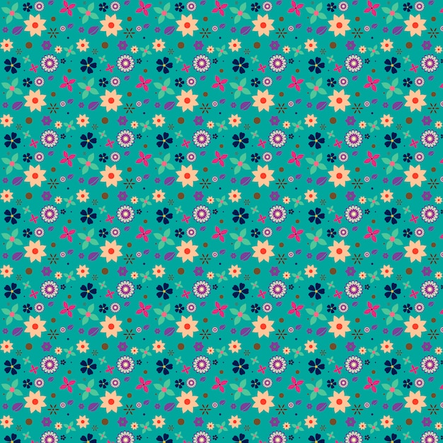 Floral pattern with aquamarine background