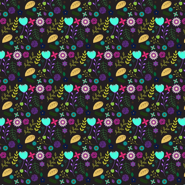 Free vector floral pattern with black background