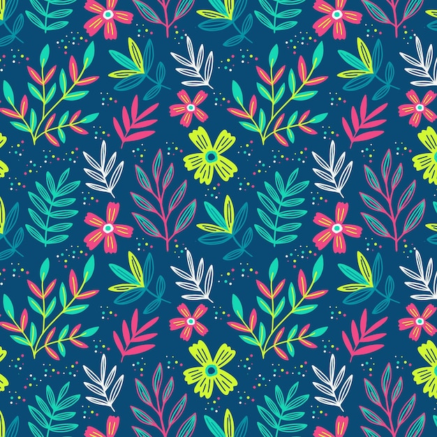 화려한 단풍과 꽃 패턴