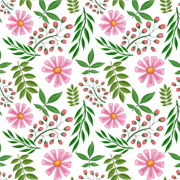 Floral pattern with pink flowers